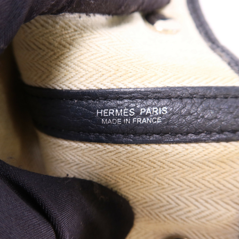 HERMES Negonda皮革Garden Party PM銀扣手挽袋Noir-6