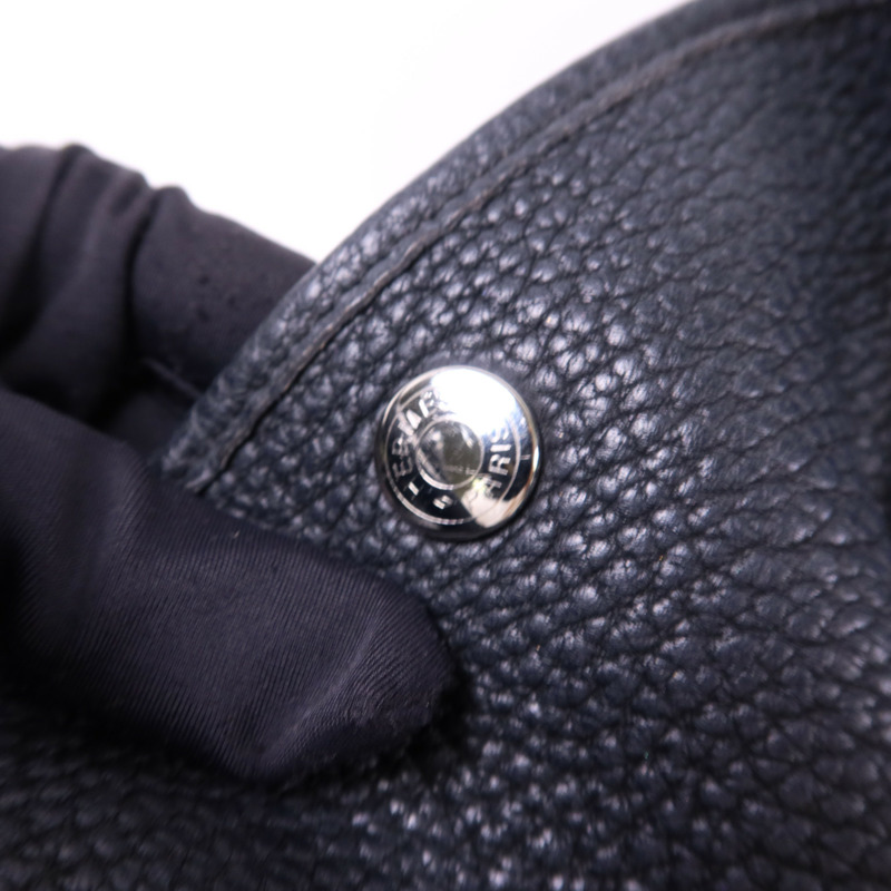 HERMES Negonda皮革Garden Party PM銀扣手挽袋Noir-9
