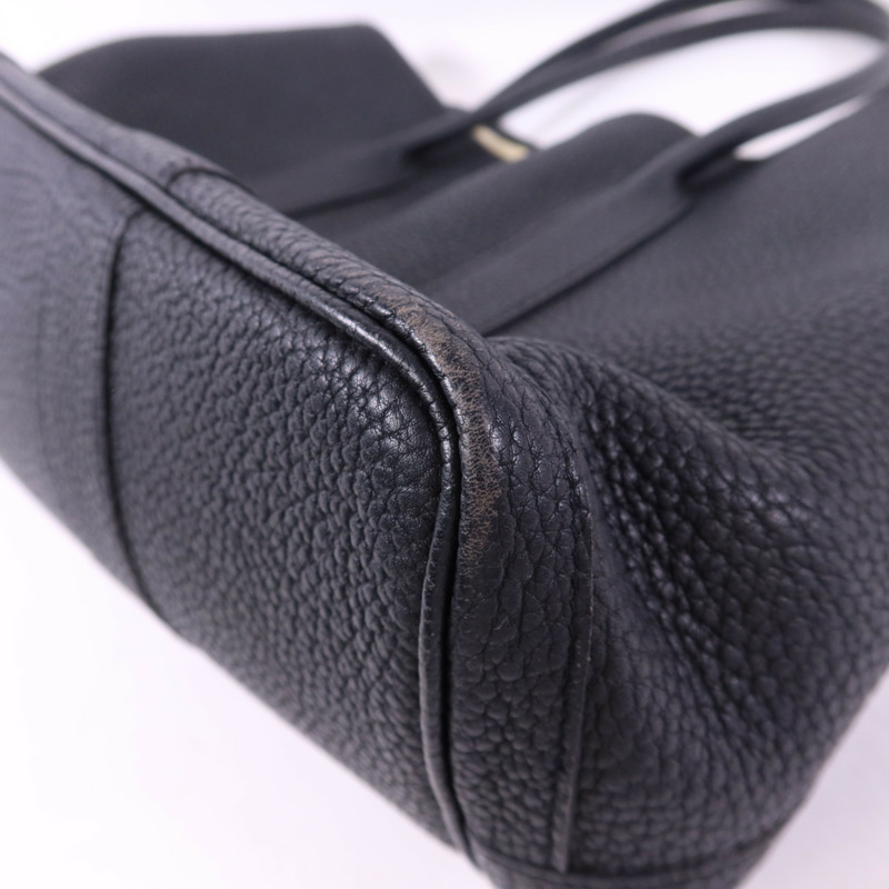 HERMES Negonda皮革Garden Party PM銀扣手挽袋Noir-10