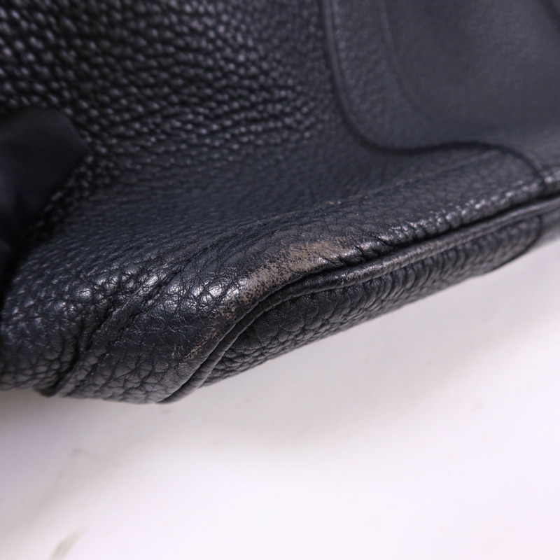 HERMES Negonda皮革Garden Party PM銀扣手挽袋Noir-11