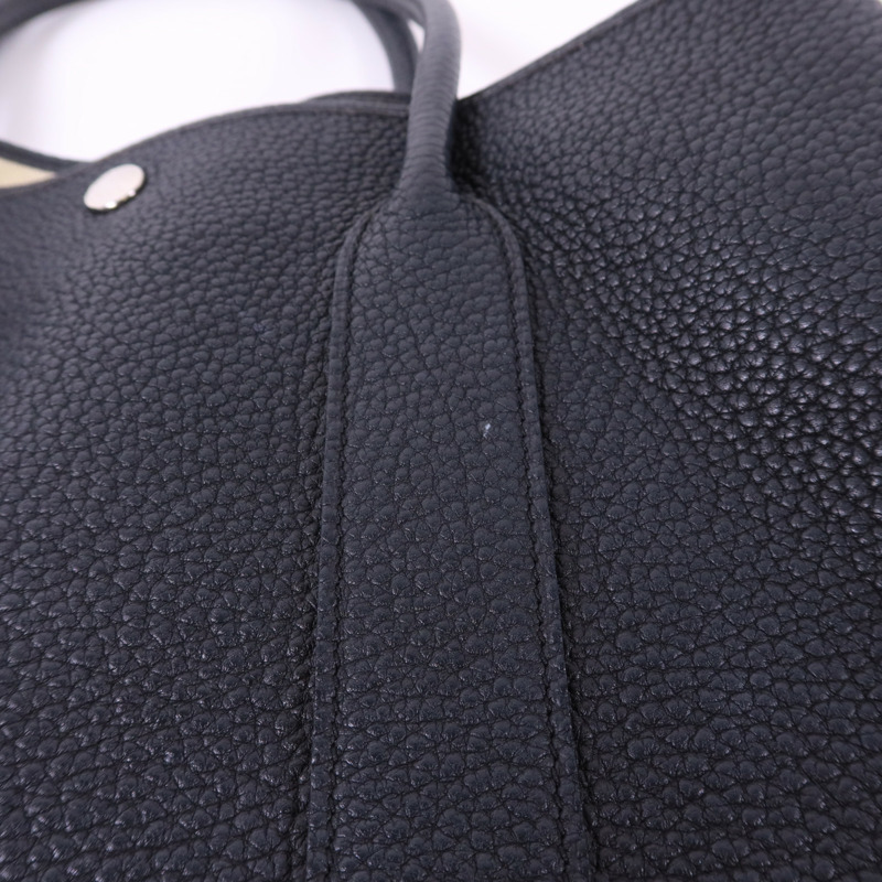 HERMES Negonda皮革Garden Party PM銀扣手挽袋Noir-14