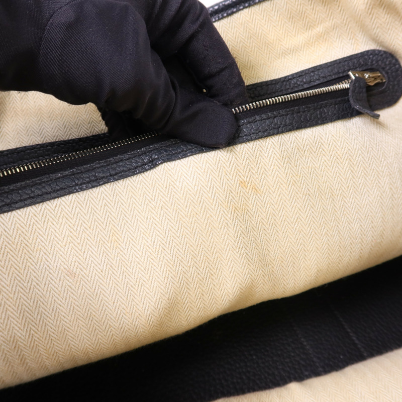 HERMES Negonda皮革Garden Party PM銀扣手挽袋Noir-18