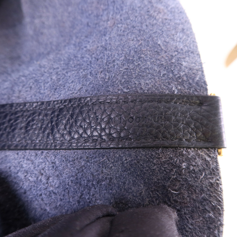 HERMES Clemence皮革Picotin GM金扣手挽袋Bleu Indigo/Orange-7