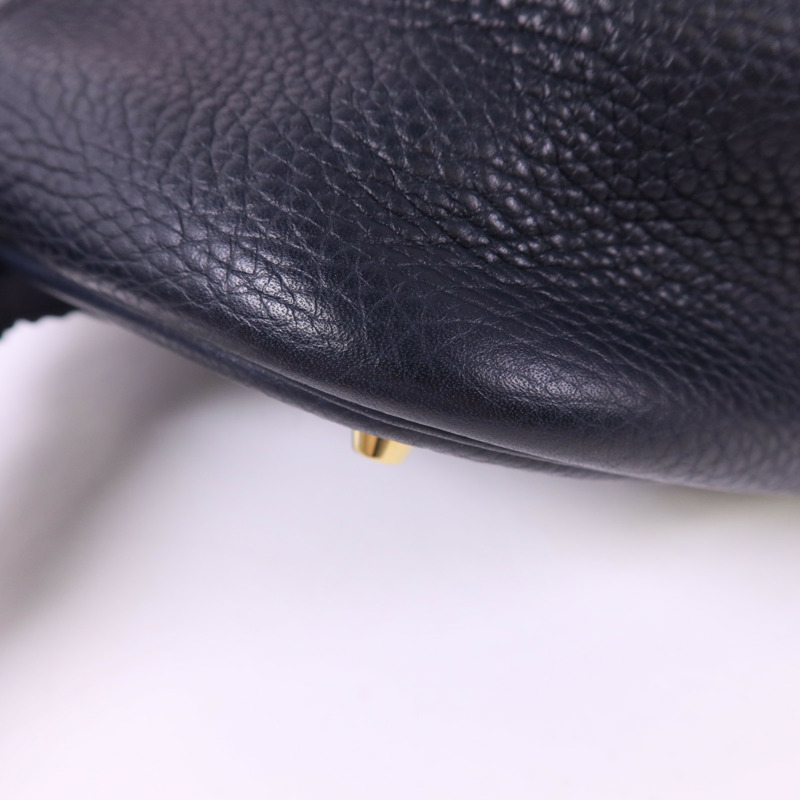 HERMES Clemence皮革Picotin GM金扣手挽袋Bleu Indigo/Orange-10
