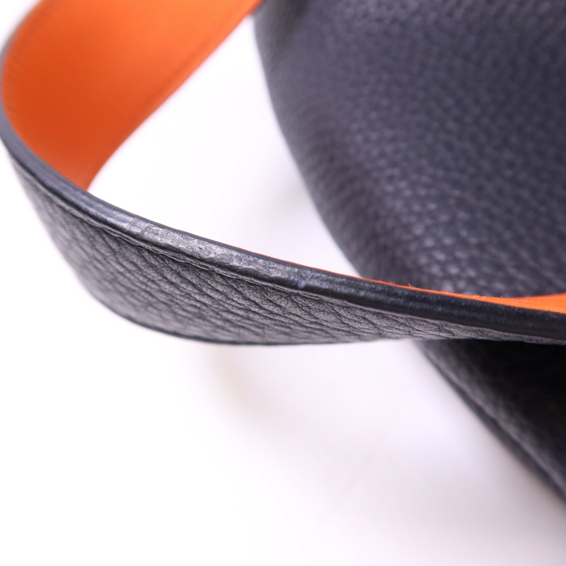 HERMES Clemence皮革Picotin GM金扣手挽袋Bleu Indigo/Orange-18