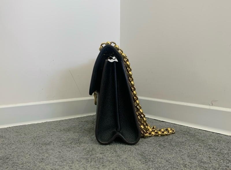 LV老花拼黑色配皮維多利亞鏈條單肩斜挎包-1