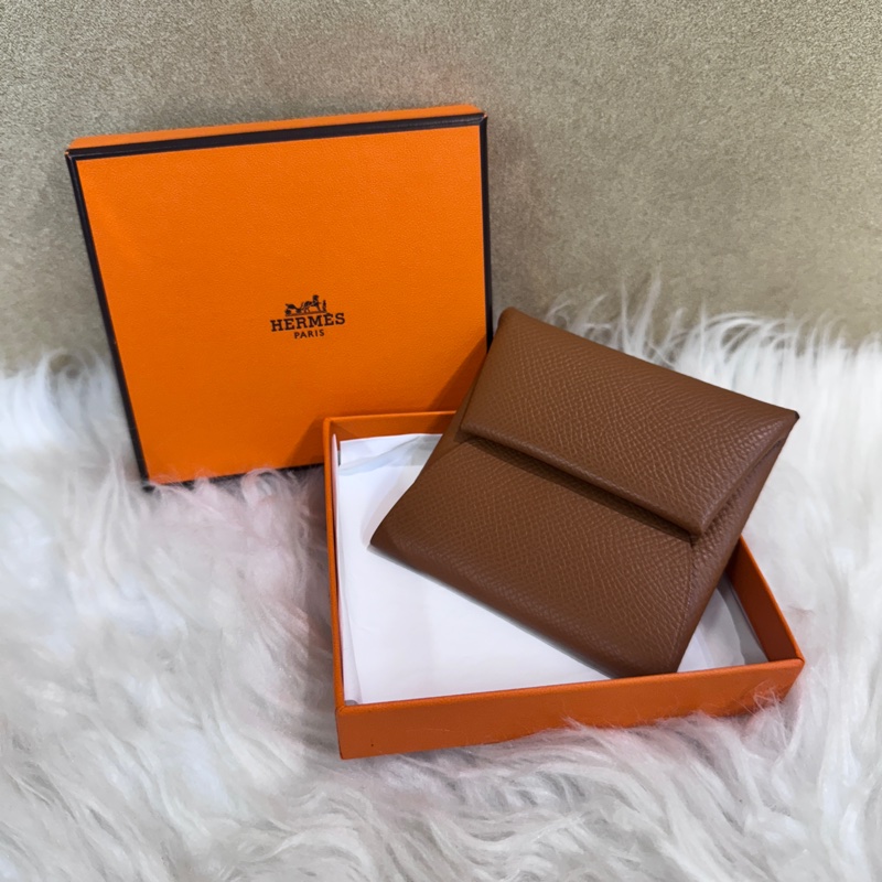 Hermes Bastia 金棕銀Epson零錢包 飾品袋 近全新-0