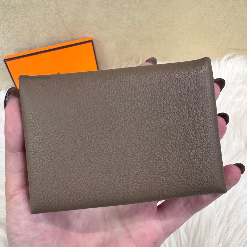 Hermes Calvi Duo 大象灰銀釦Evercolor卡夾 零錢包 離櫃品-2