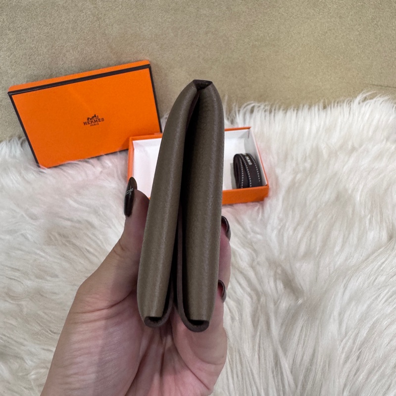 Hermes Calvi Duo 大象灰銀釦Evercolor卡夾 零錢包 離櫃品-3