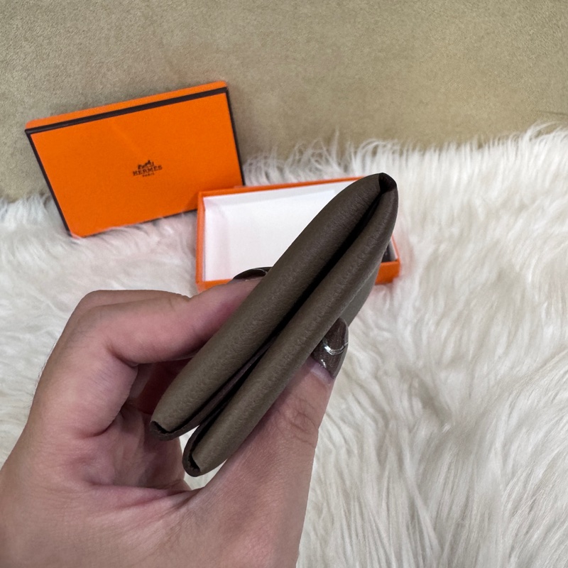 Hermes Calvi Duo 大象灰銀釦Evercolor卡夾 零錢包 離櫃品-4