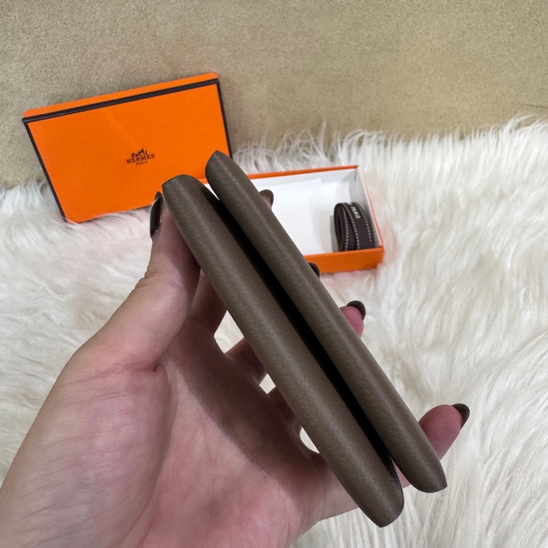 Hermes Calvi Duo 大象灰銀釦Evercolor卡夾 零錢包 離櫃品-5