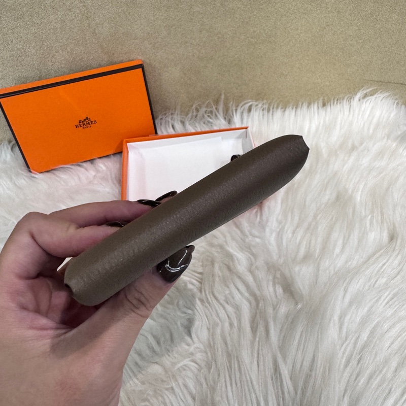 Hermes Calvi Duo 大象灰銀釦Evercolor卡夾 零錢包 離櫃品-6