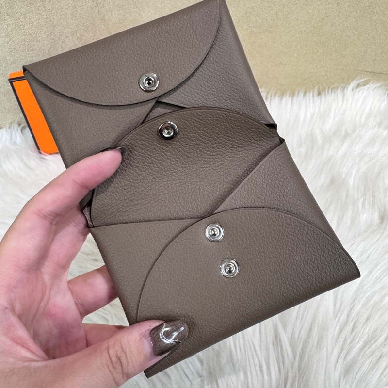 Hermes Calvi Duo 大象灰銀釦Evercolor卡夾 零錢包 離櫃品-8