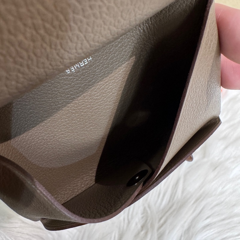 Hermes Calvi Duo 大象灰銀釦Evercolor卡夾 零錢包 離櫃品-10
