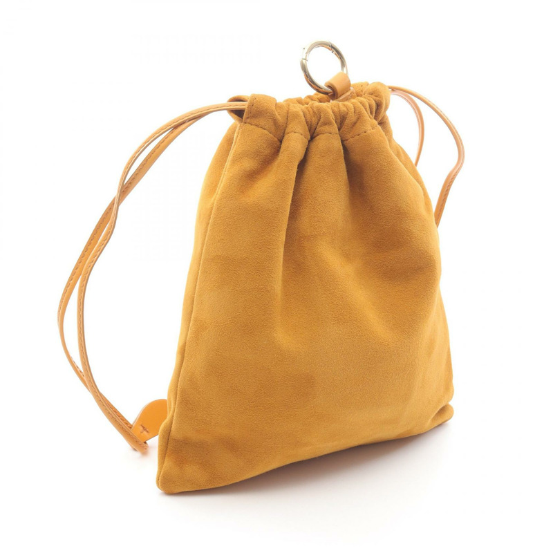 Miu Miu CAMOSCIO 抽繩手拿包 5GN010 棕色麂皮 二手 女士-1