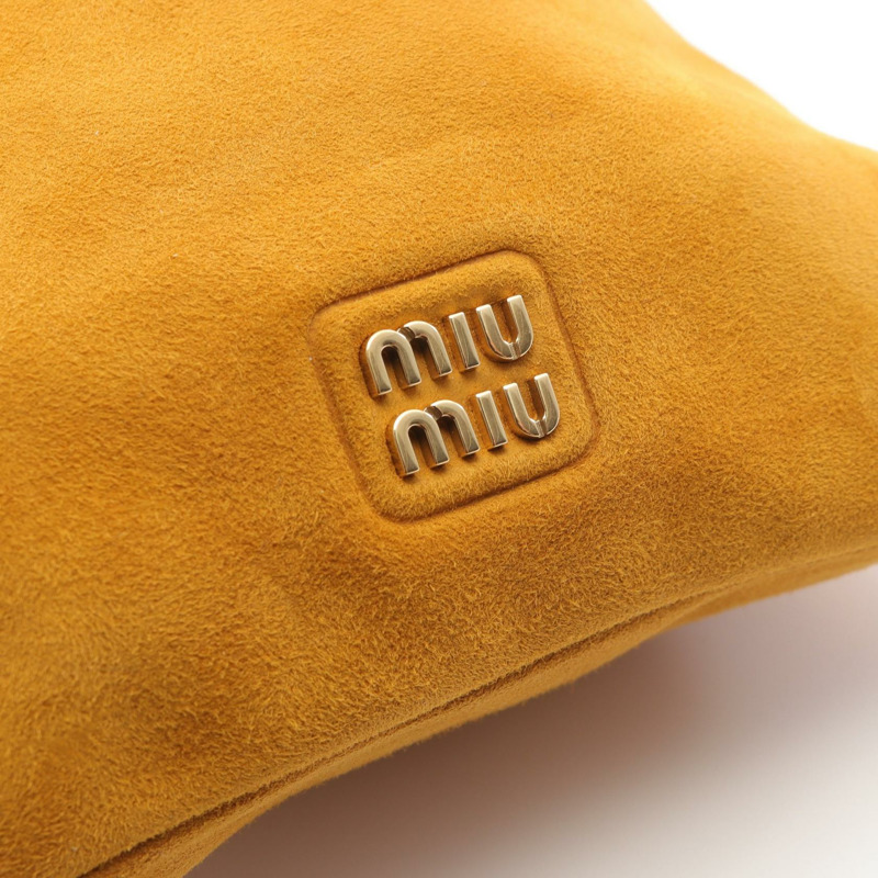 Miu Miu CAMOSCIO 抽繩手拿包 5GN010 棕色麂皮 二手 女士-4