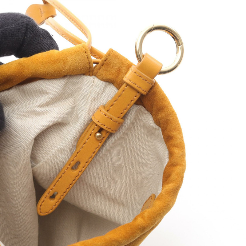 Miu Miu CAMOSCIO 抽繩手拿包 5GN010 棕色麂皮 二手 女士-5