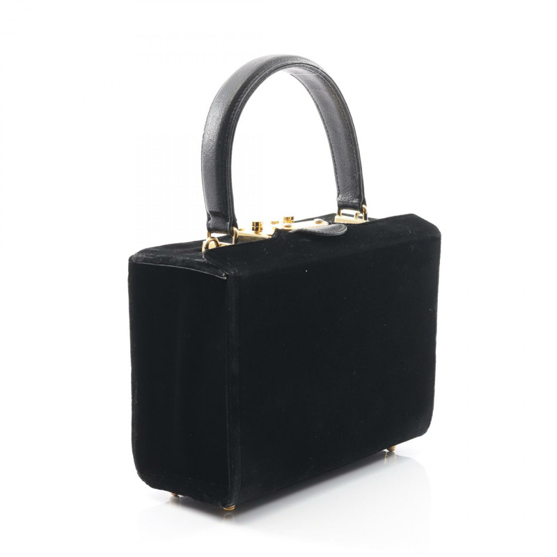 FENDI 女士黑色絲絨皮革手提包（二手）-1