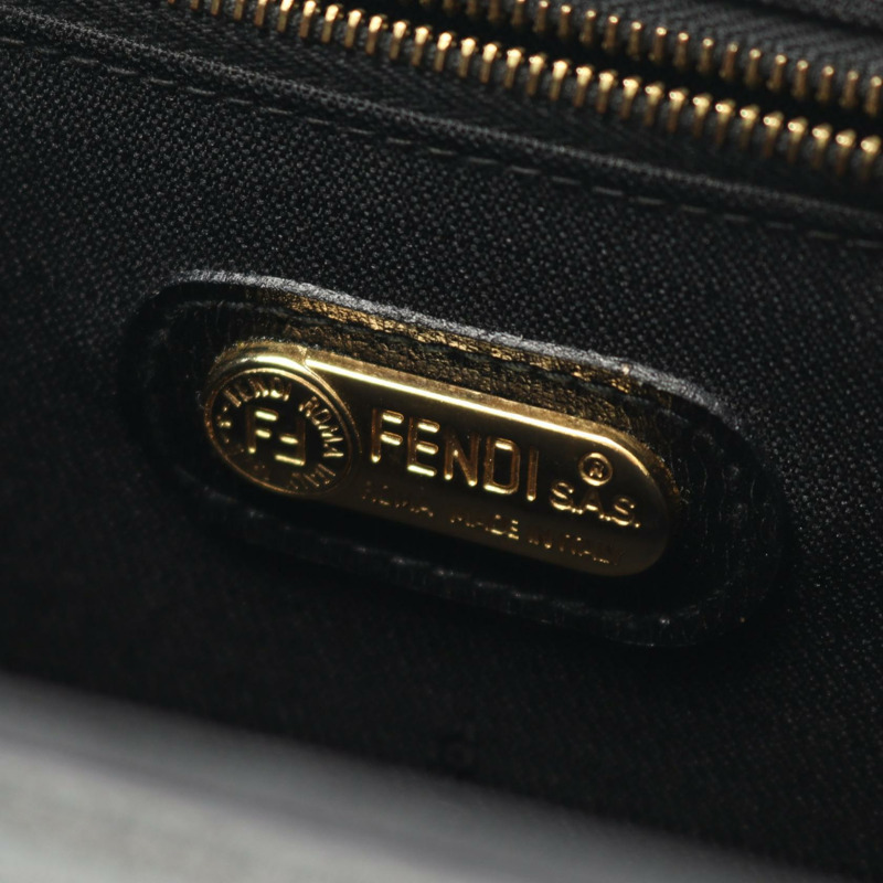 FENDI 女士黑色絲絨皮革手提包（二手）-3