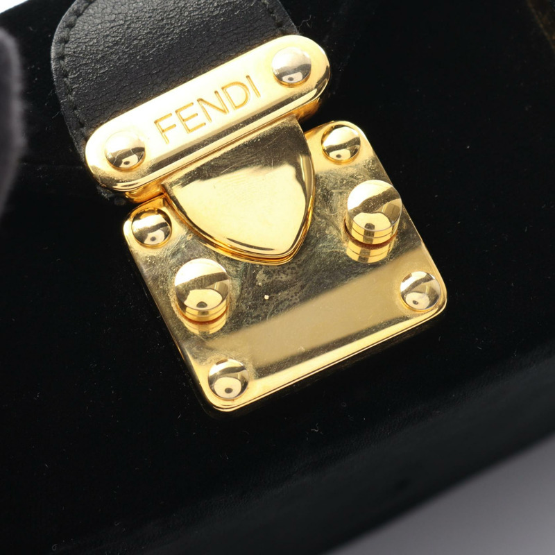 FENDI 女士黑色絲絨皮革手提包（二手）-6