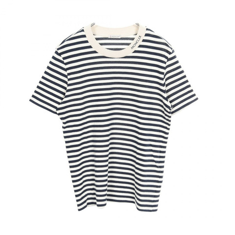 MONCLER 條紋T卹 8C00017 純棉 海軍藍 白色 #S 二手 男款