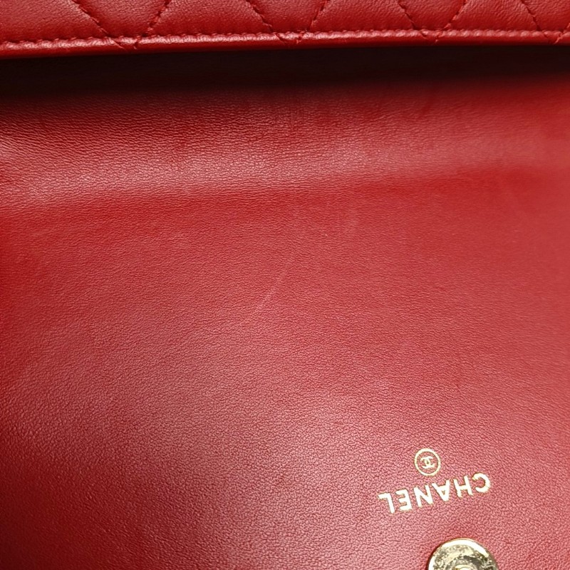 CHANEL BOY CHANEL紅色羊皮菱格紋絎縫單肩包 金色五金 22開 可拆卸肩帶-7