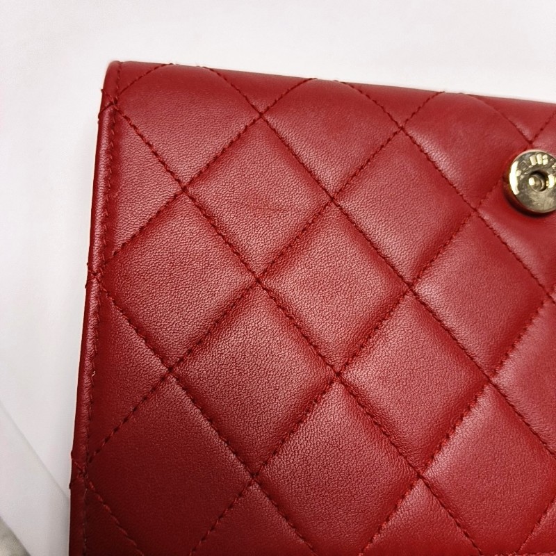 CHANEL BOY CHANEL紅色羊皮菱格紋絎縫單肩包 金色五金 22開 可拆卸肩帶-9