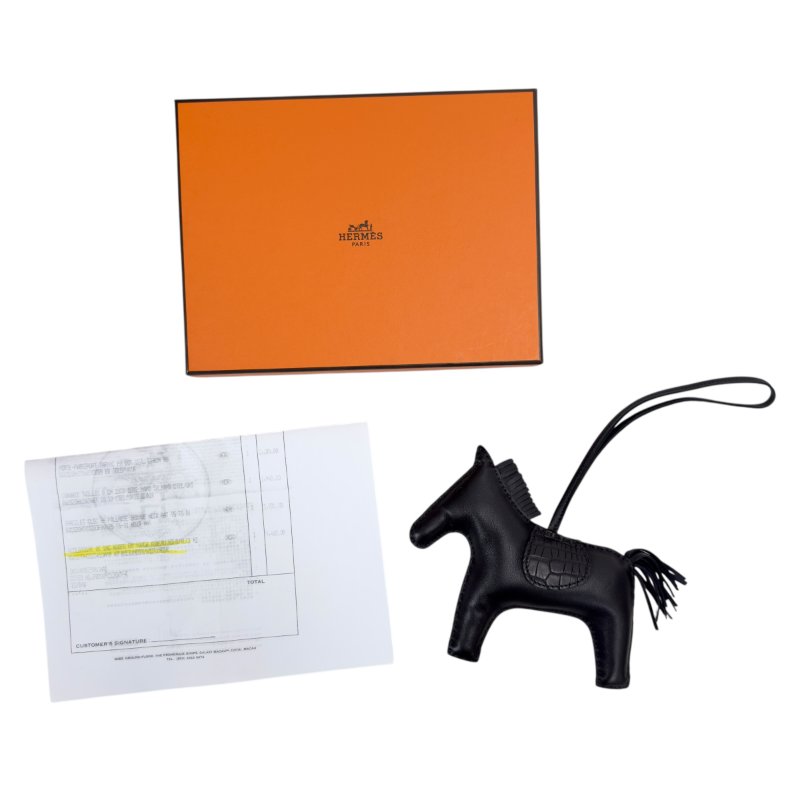 HERMES Rodeo touch *極罕全黑 + 鱷魚皮拼皮 + 大size* 馬仔 掛飾-1