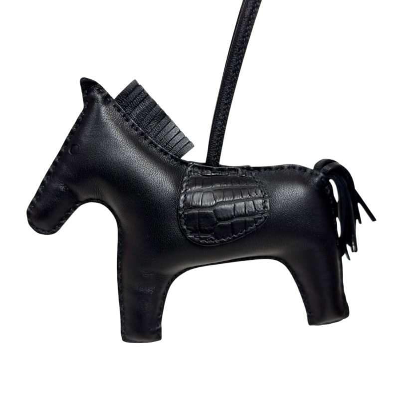 HERMES Rodeo touch *極罕全黑 + 鱷魚皮拼皮 + 大size* 馬仔 掛飾-2