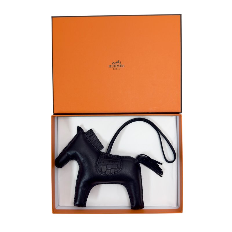 HERMES Rodeo touch *極罕全黑 + 鱷魚皮拼皮 + 大size* 馬仔 掛飾-10