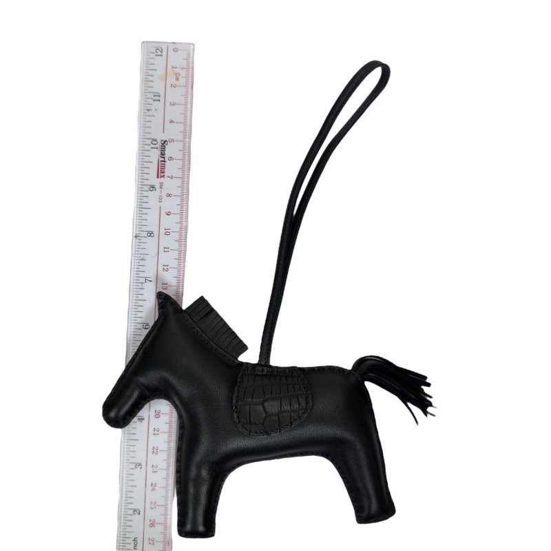 HERMES Rodeo touch *極罕全黑 + 鱷魚皮拼皮 + 大size* 馬仔 掛飾-11