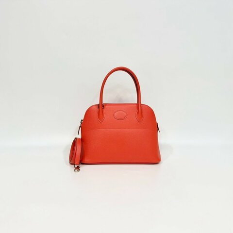 HermesT5玫瑰粉Epsom牛皮銀釦Bolide27手提側背H041693