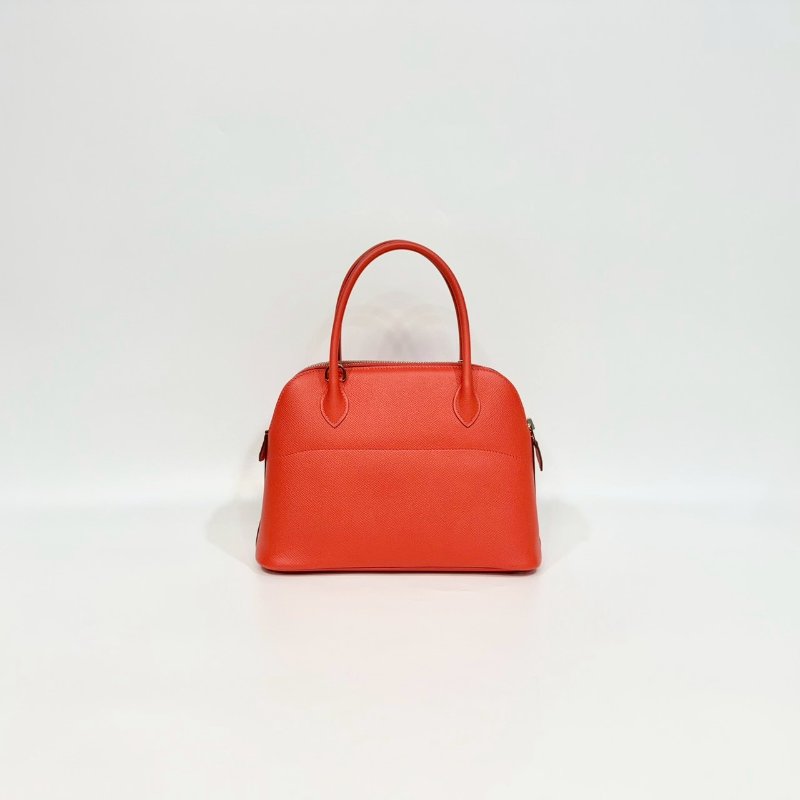 HermesT5玫瑰粉Epsom牛皮銀釦Bolide27手提側背H041693-1