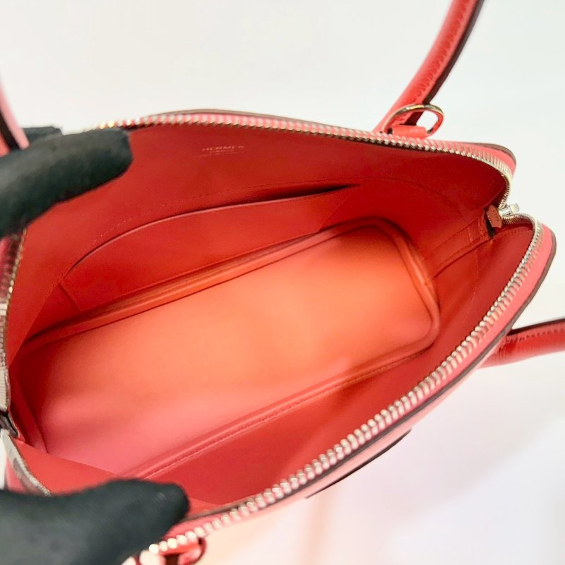 HermesT5玫瑰粉Epsom牛皮銀釦Bolide27手提側背H041693-2