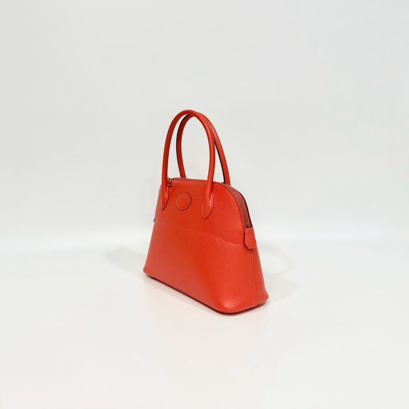 HermesT5玫瑰粉Epsom牛皮銀釦Bolide27手提側背H041693-3