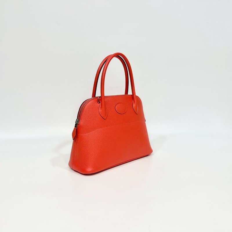 HermesT5玫瑰粉Epsom牛皮銀釦Bolide27手提側背H041693-4