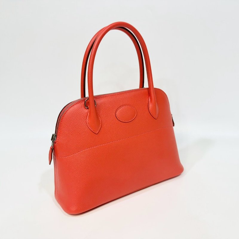 HermesT5玫瑰粉Epsom牛皮銀釦Bolide27手提側背H041693-5