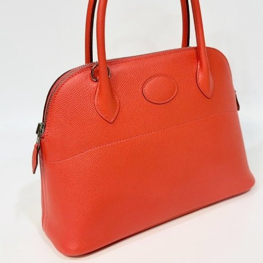 HermesT5玫瑰粉Epsom牛皮銀釦Bolide27手提側背H041693-14