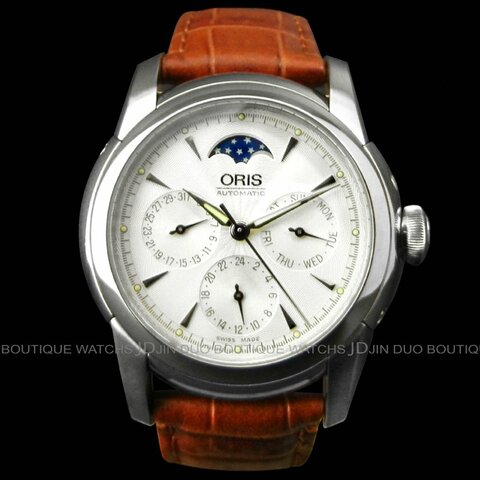 金鐸精品~W888 ORIS 豪利時 Artelier藝術家系列月相多功能自動上鍊男用腕錶