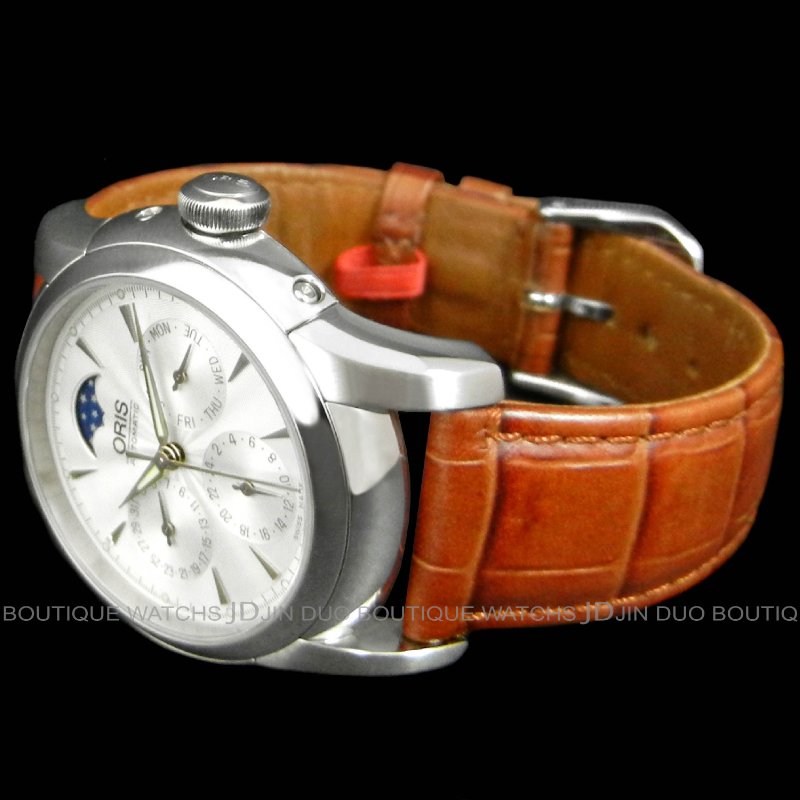 金鐸精品~W888 ORIS 豪利時 Artelier藝術家系列月相多功能自動上鍊男用腕錶-4