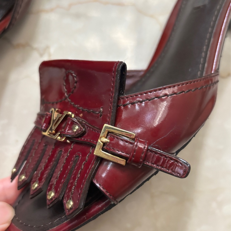 LV 37號深紅色涼鞋-6