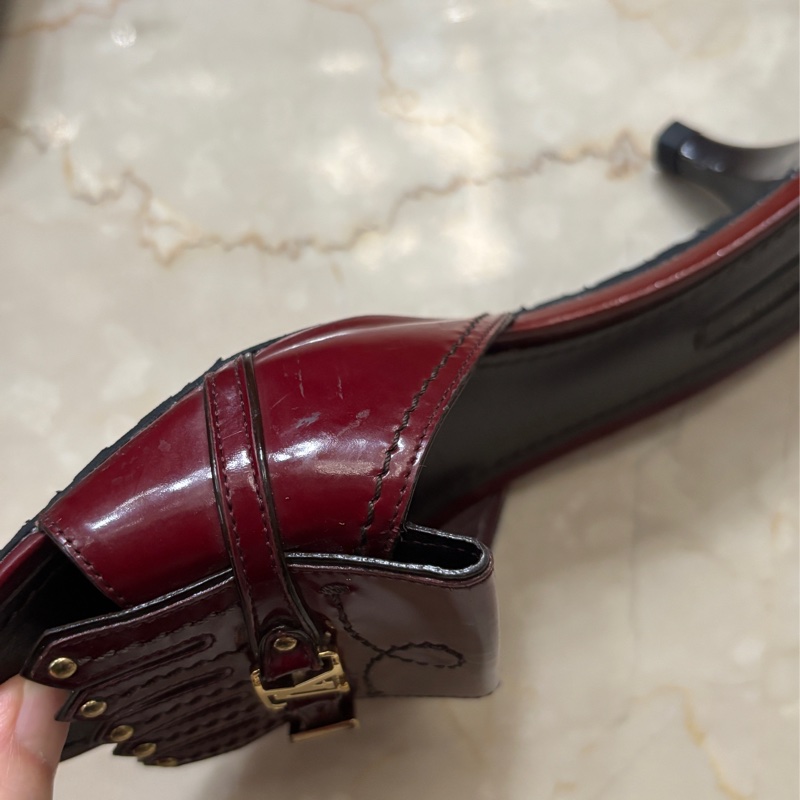 LV 37號深紅色涼鞋-7