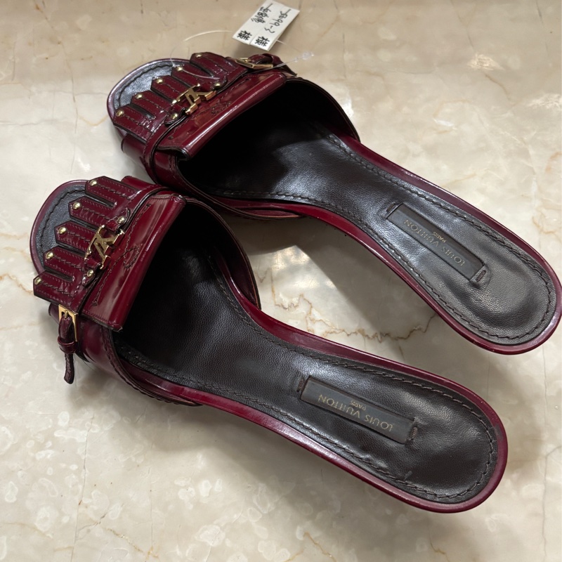 LV 37號深紅色涼鞋-10