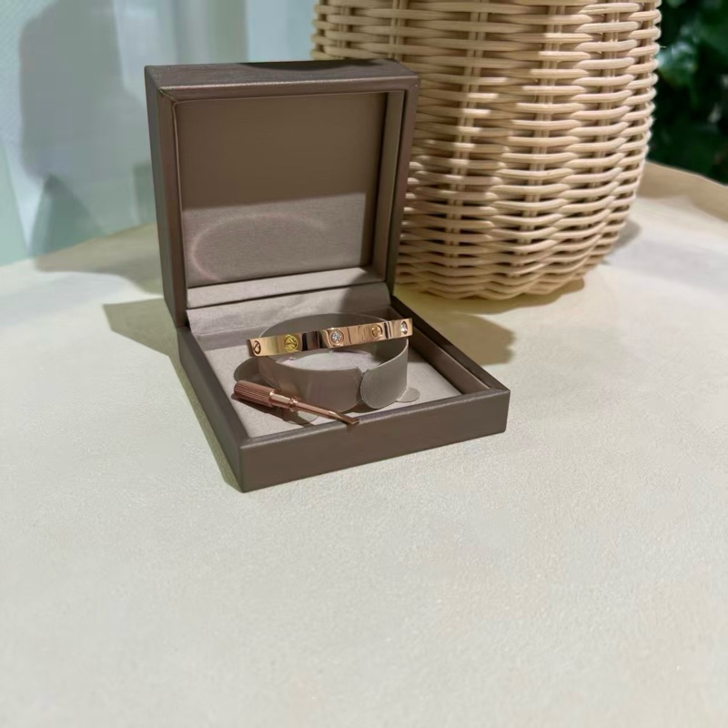 卡地亞Love系列二代手鐲18k玫瑰金四鑽手鐲17號-1