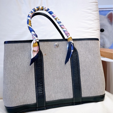 Hermes花園帆布黑白熊貓花園包30 Garden Party30