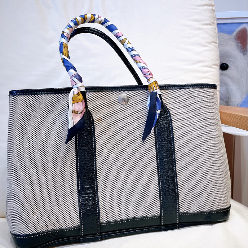 Hermes花園帆布黑白熊貓花園包30 Garden Party30-0