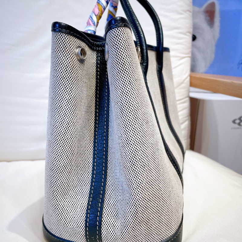 Hermes花園帆布黑白熊貓花園包30 Garden Party30-3