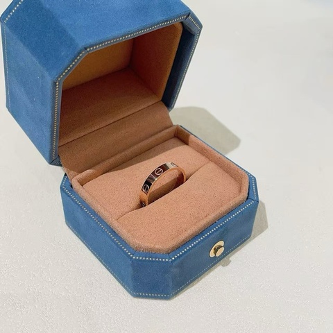 卡地亞Love系列窄版18k玫瑰金無鑽戒指55號