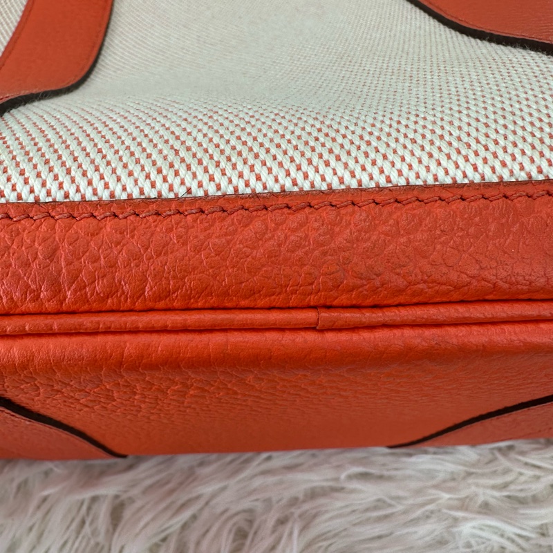 HERMES Garden Party 36 橙色帆布拼皮 手提包 X Stamp-8