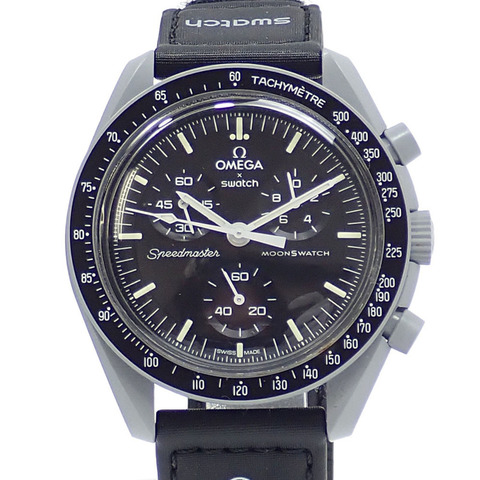 歐米茄 x Swatch 登月計畫男士石英腕錶，生物陶瓷和尼龍錶帶，電池驅動，S033M100，A220998
